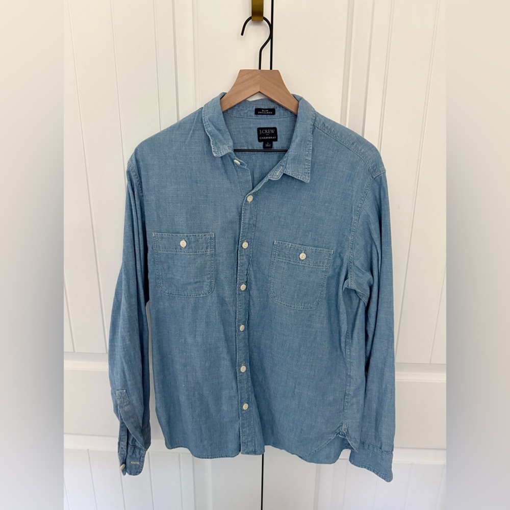 J. Crew Chambray Denim Shirt, Size Large